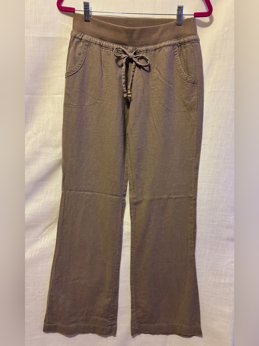 Love Tree Wide Leg Linen Blend Pants Size Medium in Taupe/Brown